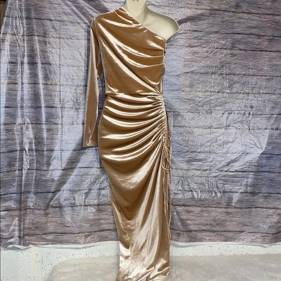 Prettygarden One Sleeve Velour Dress - Picture 8 of 10